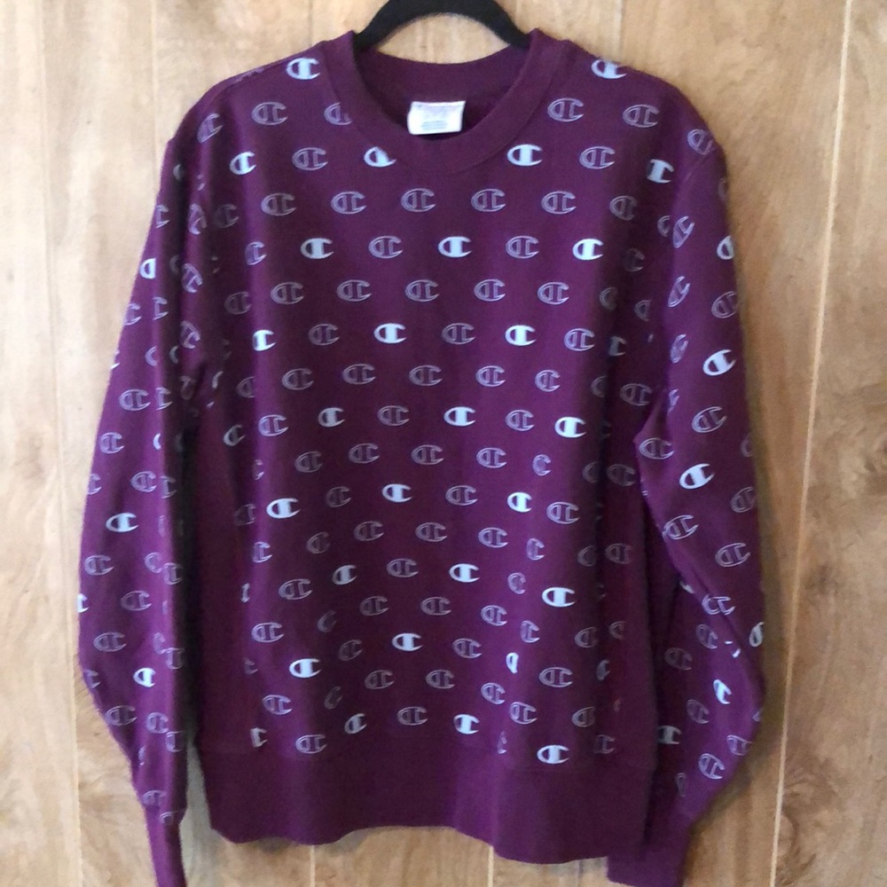 Champion Reverse Weave All Over Logo Crew Sweatshirt